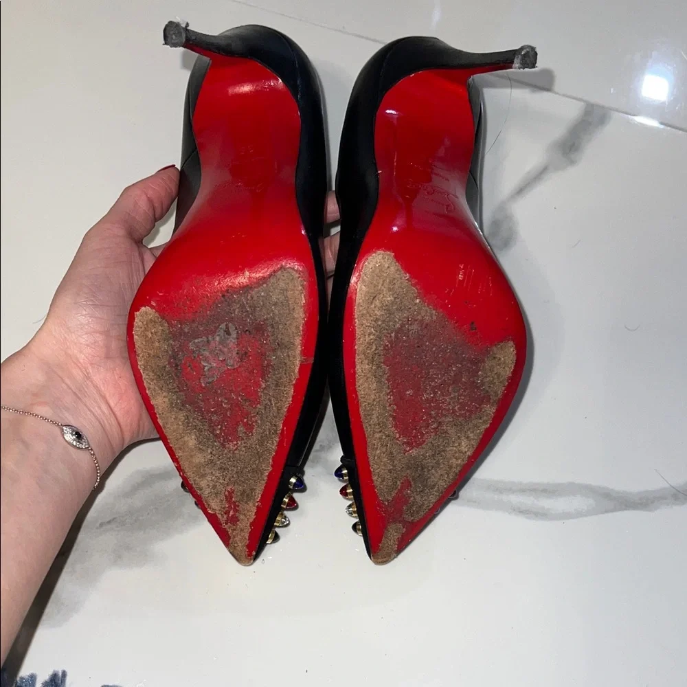 🚨SEND OFFERS🚨 Christian Louboutin Black Leather Heels with Colorful Studs